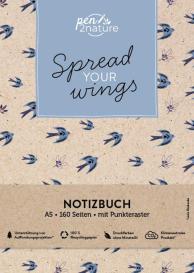 pen2nature, Pen2nature: Spread Your Wings • Nachhaltiges Notizbuch in A5 mit Hardcover und Vogel-Motiv