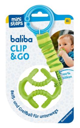 Ravensburger 4592 baliba Clip & Go - Flexibler Ball mit Befestigung für Greif- und Beißspaß unterwegs - Baby Spielzeug ab 0 Monaten - grün 