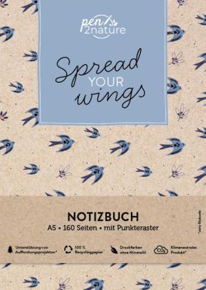 pen2nature, Pen2nature: Spread Your Wings • Nachhaltiges Notizbuch in A5 mit Hardcover und Vogel-Motiv 