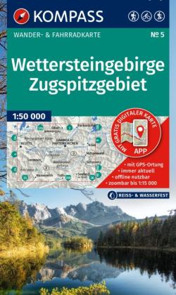 KOMPASS Wanderkarte 5 Wettersteingebirge, Zugspitzgebiet 1:50.000 