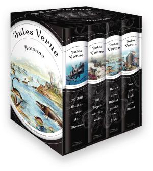Jules Verne, Hippolyte Leon Benett, Henri de de Montaut, Alphonse Marie de de Neuville, Henri de Montaut, Alphonse Marie de Neuville, Edouard Riou, George Roux: Jules Verne, Romane (20.000 Meilen unter den Meeren - In 80 Tagen um die Welt - Reise zum Mittelpunkt der Erde - Von der Erde zum Mond) (4 Bände im Schuber) 