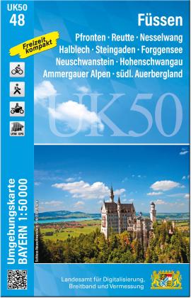 Breitband und Vermessung Landesamt für Digitalisierung, Landesamt für Digitalisierung, Breitband und Vermessung, Bayern: UK50-48 Füssen (Umgebungskarte 1:50000) 