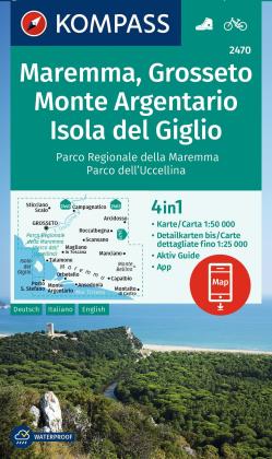 KOMPASS Wanderkarte 2470 Maremma, Grosseto, Monte Argentario, Isola del Giglio 1:50.000 