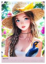 CALVENDO, Rose Hurley: Magische Manga-Girls. Zauberhafte Illustrationen mit Krafttieren (Tischkalender 2025 DIN A5 hoch), CALVENDO Monatskalender 