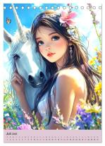 CALVENDO, Rose Hurley: Magische Manga-Girls. Zauberhafte Illustrationen mit Krafttieren (Tischkalender 2025 DIN A5 hoch), CALVENDO Monatskalender 
