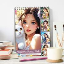 CALVENDO, Rose Hurley: Magische Manga-Girls. Zauberhafte Illustrationen mit Krafttieren (Tischkalender 2025 DIN A5 hoch), CALVENDO Monatskalender 