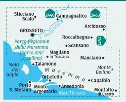 KOMPASS Wanderkarte 2470 Maremma, Grosseto, Monte Argentario, Isola del Giglio 1:50.000 