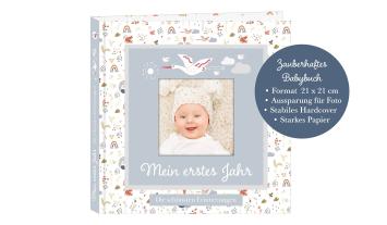 Lisa Wirth: Babyalbum mit Fensterausschnitt für das 1. Lebensjahr zum Eintragen der schönsten Momente und Erinnerungen mit Platz für Fotos | genderneutral für Jungen und Mädchen 