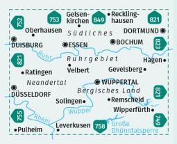 KOMPASS Wanderkarte 756 Südliches Ruhrgebiet, Neandertal, Bergisches Land 1:50.000 