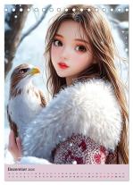 CALVENDO, Rose Hurley: Magische Manga-Girls. Zauberhafte Illustrationen mit Krafttieren (Tischkalender 2025 DIN A5 hoch), CALVENDO Monatskalender 