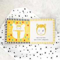 Agnieszka Sawczyn: Mami – die gelbe Leopardin: Kontrastbuch für Babys – Gesichter · kontrastreiche Bilder angepasst an Babyaugen · Schwarz Weiß Primärfarben Buch für Neugeborene · Mein erstes Bilderbuch · Montessori Buch 