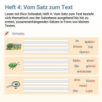 Stefanie Drecktrah, Mareike Hahn: Lesen mit Rico Schnabel, Heft 4: Vom Satz zum Text – silbierte Ausgabe, für BOOKii® 