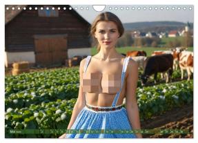 CALVENDO, Mb Fotografie: Sexy Bäuerinnen - Nackte Frauen auf dem Bauernhof (Wandkalender 2026 DIN A4 quer), CALVENDO Monatskalender 